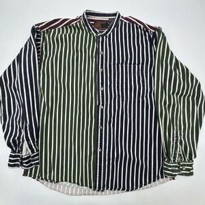 Vintage Coliseum Classic Shirt Mens X-Large Red Green Blue Striped Colorblock